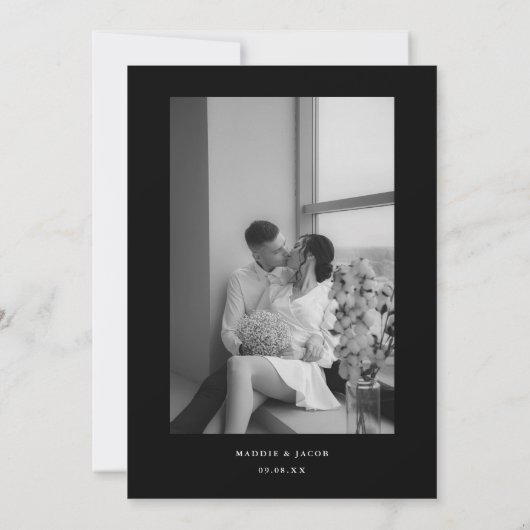 Moderne minimalistische Black Elopement bruiloft p Kaart (Achterkant)