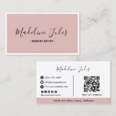 Moderne Minimalistische Black en Roze Script Busin Visitekaartje (Voorkant / Achterkant)