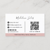 Moderne Minimalistische Black en Roze Script Busin Visitekaartje (Achterkant)