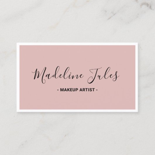 Moderne Minimalistische Black en Roze Script Busin Visitekaartje (Voorkant)