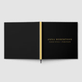 Moderne minimalistische Black Gold Professional Tr Gastenboek (Volledig)