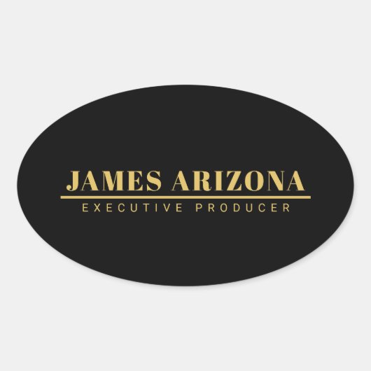 Moderne minimalistische Black Gold Professional Tr Ovale Sticker (Voorkant)