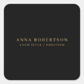 Moderne minimalistische Black Gold Professional Tr Vierkante Sticker (Voorkant)