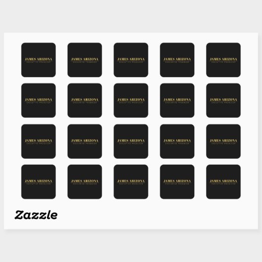 Moderne minimalistische Black Gold Professional Tr Vierkante Sticker (Vel)