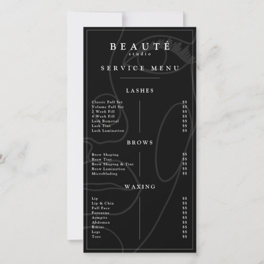 Moderne minimalistische Black Lash & Brow Service  (Voorkant)