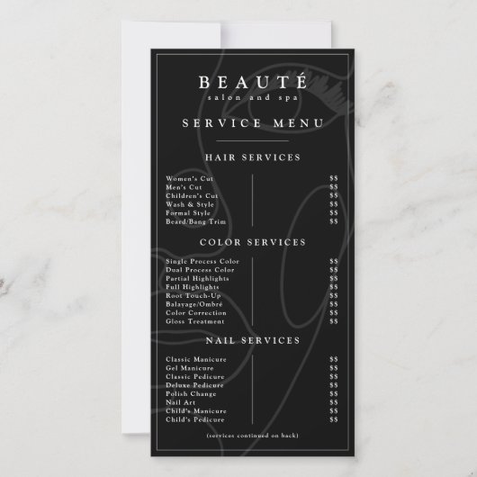 Moderne minimalistische Black Salon/Spa Service Me (Voorkant)