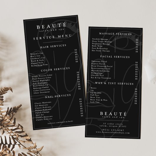 Moderne minimalistische Black Salon/Spa Service Me