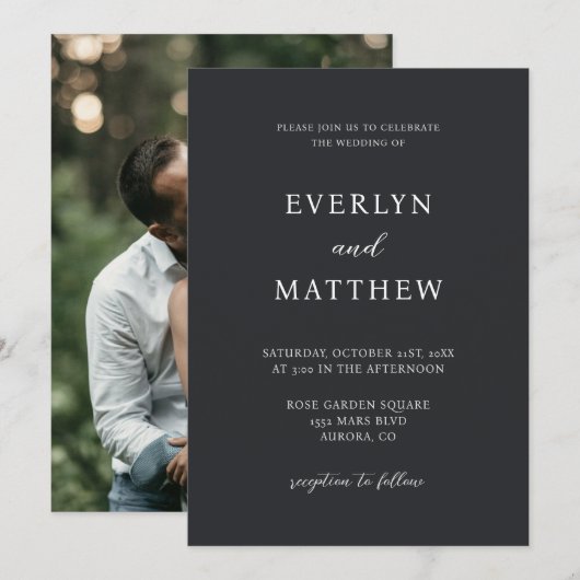 Moderne Minimalistische Black Tie Kaart (Voorkant / Achterkant)