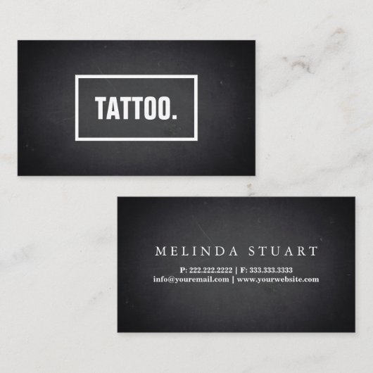 Moderne minimalistische Blackboard Tattoo Professi Visitekaartje (Voorkant / Achterkant)