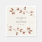 Moderne minimalistische bladeren herfst bruiloft servet (Voorkant)