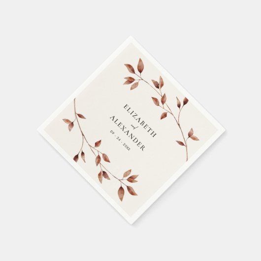 Moderne minimalistische bladeren herfst bruiloft servet (Hoek)