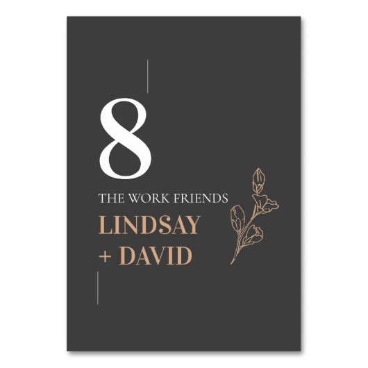 Moderne minimalistische bladeren tafel nummer Kaar Kaart (Voorkant)