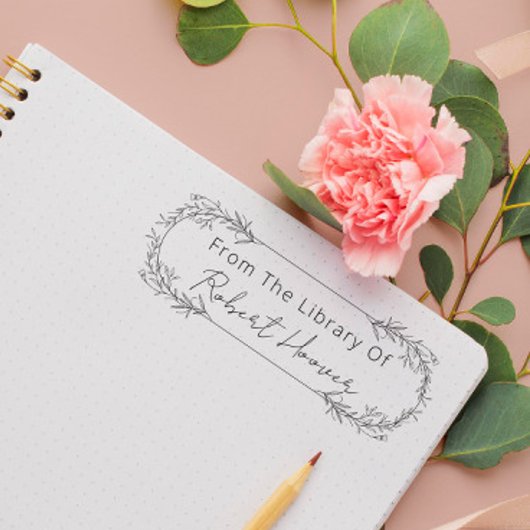 Moderne minimalistische bladeren uit de bibliothee rubberstempel