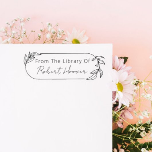 Moderne minimalistische bladeren uit de bibliothee  zelfinktende stempel