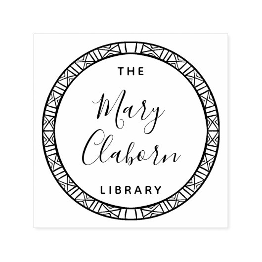 Moderne minimalistische bladeren uit de bibliothee  zelfinktende stempel (Design)