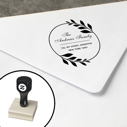 Moderne minimalistische bladkrans rubberstempel