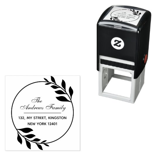 Moderne minimalistische bladkrans zelfinktende stempel (In situ)