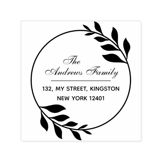 Moderne minimalistische bladkrans zelfinktende stempel (Design)