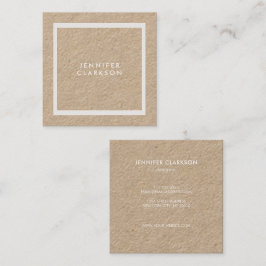 Moderne, minimalistische blanke kraft professional vierkante visitekaartje (Voorkant / Achterkant)