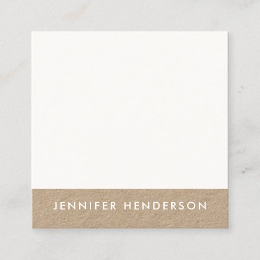 Moderne, minimalistische blanke kraft professional vierkante visitekaartje (Voorkant)