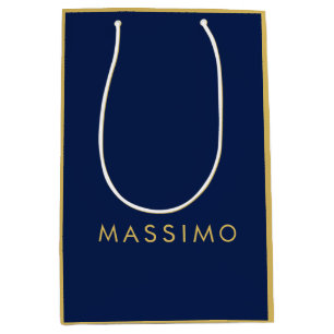 Moderne Minimalistische Blau Goud Professionele Tr Medium Cadeauzakje
