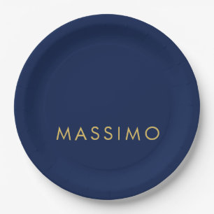 Moderne Minimalistische Blau Goud Professionele Tr Papieren Bordje