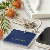 Moderne Minimalistische Blau Goud Professionele Tr Sleutelhanger (Voorkant Rechts)