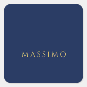 Moderne Minimalistische Blau Goud Professionele Tr Vierkante Sticker