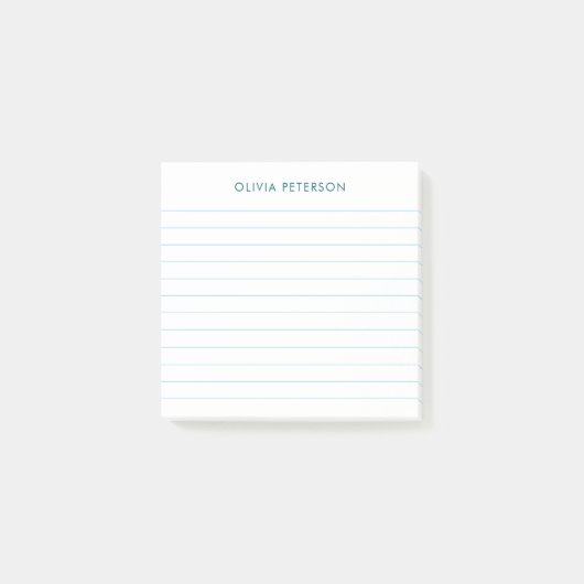 Moderne minimalistische blauw gevoerd sticky post-it® notes (Voorkant)
