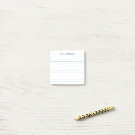 Moderne minimalistische blauw gevoerd sticky post-it® notes (Op bureau)