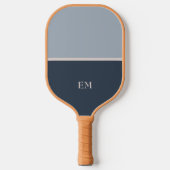 Moderne minimalistische blauw monogram Initialen Pickleball Paddle (Voorkant)