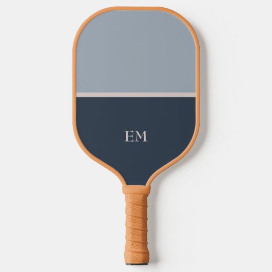 Moderne minimalistische blauw monogram Initialen Pickleball Paddle (Voorkant)