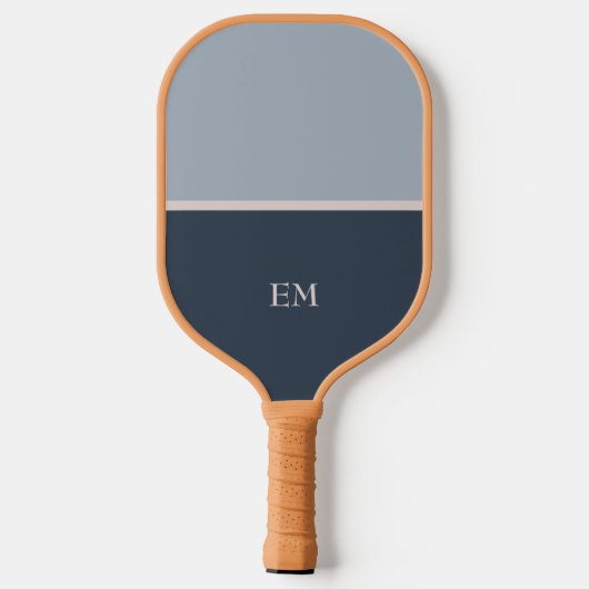 Moderne minimalistische blauw monogram Initialen Pickleball Paddle (Achterkant)