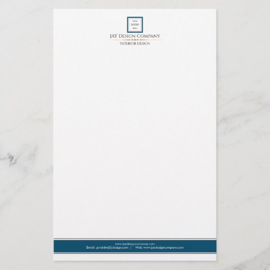 Moderne minimalistische blauw-witte Logo-business Briefpapier (Voorkant)