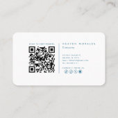 Moderne minimalistische blauw-witte maatschappelij visitekaartje (Achterkant)