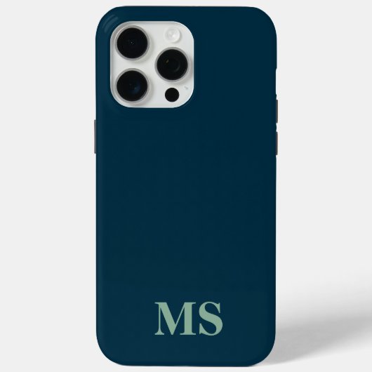 Moderne Minimalistische Blauwe Aangepaste Initiële Case-Mate iPhone Case (Achterkant)