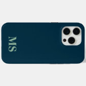 Moderne Minimalistische Blauwe Aangepaste Initiële Case-Mate iPhone Case (Achterkant (horizontaal))