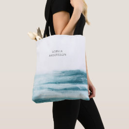 Moderne Minimalistische Blauwe Aquarel Oceaan Tote Bag