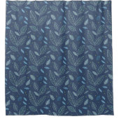 Moderne Minimalistische Blauwe Bloem Douchegordijn (Voorkant)