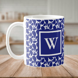 Moderne minimalistische blauwe en witte paisley-mo koffiemok