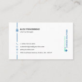 Moderne minimalistische blauwe medische profession visitekaartje (Achterkant)