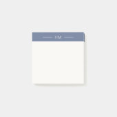 Moderne minimalistische blauwe monogram initialen post-it® notes (Voorkant)