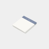 Moderne minimalistische blauwe monogram initialen post-it® notes (Schuin)