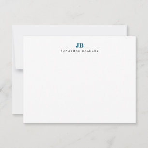 Moderne Minimalistische Blauwe Monogram Profession Notitiekaartje