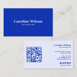 Moderne minimalistische blauwe QR-code Professiona Visitekaartje