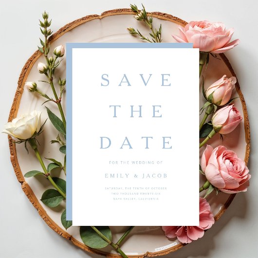 Moderne Minimalistische Blauwe Save The Date