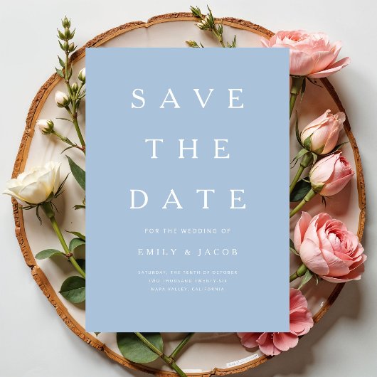 Moderne Minimalistische Blauwe Save The Date