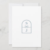 Moderne minimalistische blauwe strikken & linten b kaart (Achterkant)