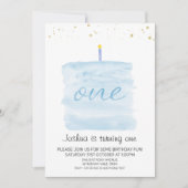 Moderne Minimalistische Blauwe Taart Eerste Verjaa Kaart (Voorkant)