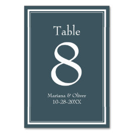 Moderne minimalistische blauwe tafel nummer kaart